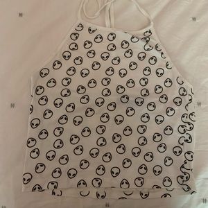 Patterned tie halter top